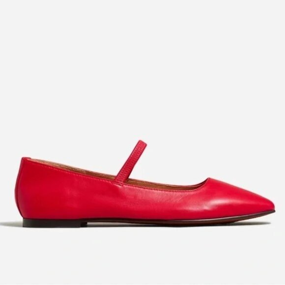 Madewell Shoes Greta Womens Size 8 Red Leather Square Toe Flats Mary Jane Ballet - Picture 14 of 14